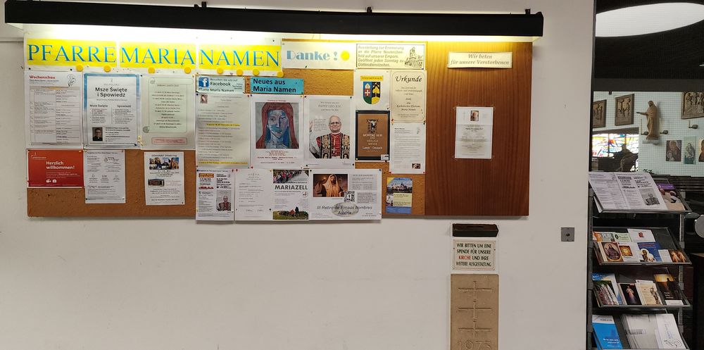 Anschlagstafel Pfarre Maria Namen / Anna Längauer Mit Tränen und Gebeten: Latinos in Wien begrüßen 'Papa León'